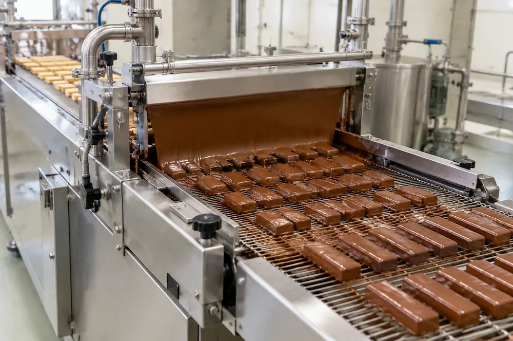 Chocolate enrobing production line